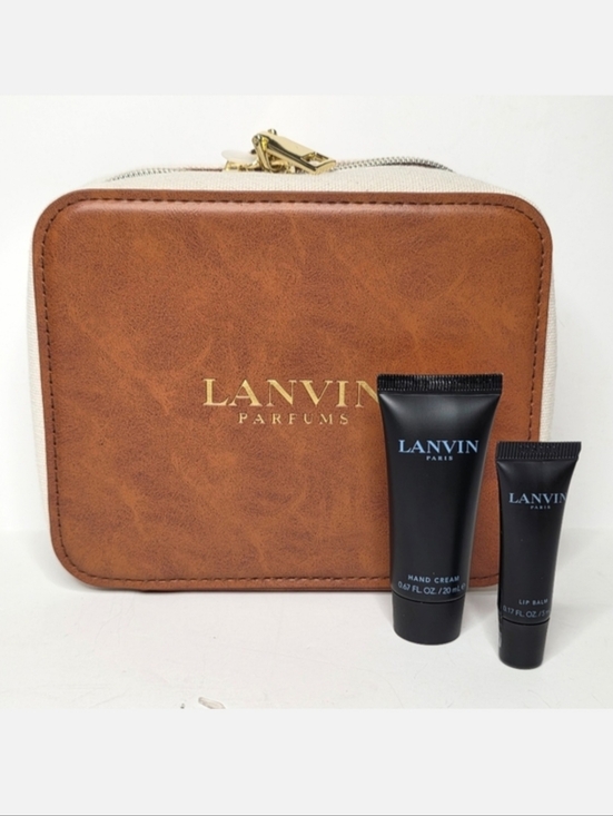 Lanvin Handbags - Lanvin Limited Edition Faux Leather & Canvas Skincare Set Dopp Kit Toiletry Bag